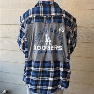 Los Angeles Dodgers LA Dodgers Upcyled Flannel Jackets Unisex Large L Handmade